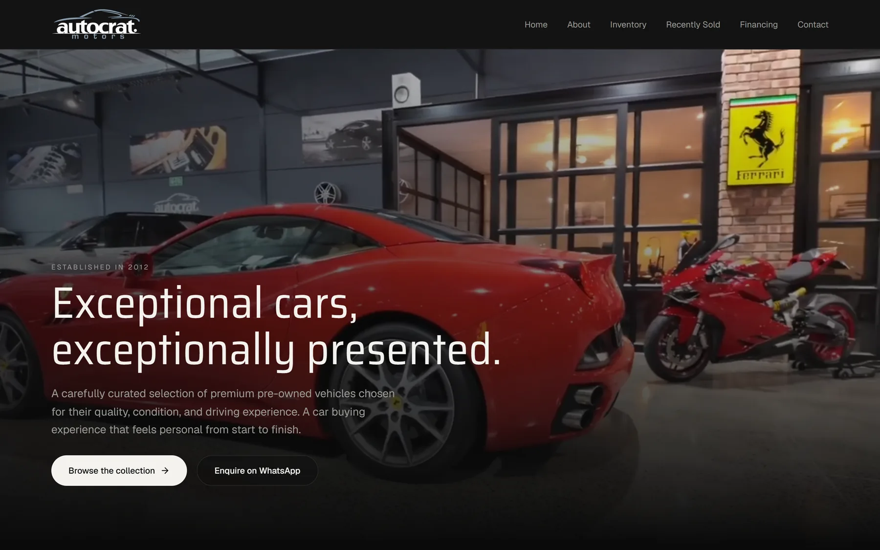 The Autocrat Motors website