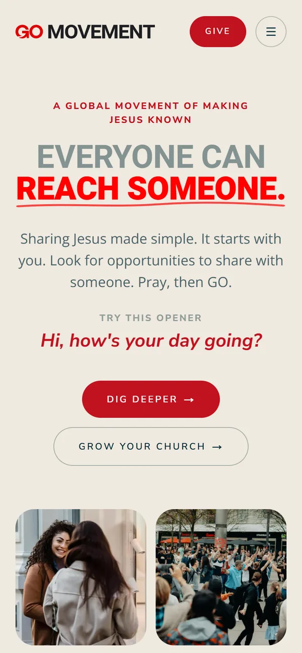 The GO Movement website on a phone