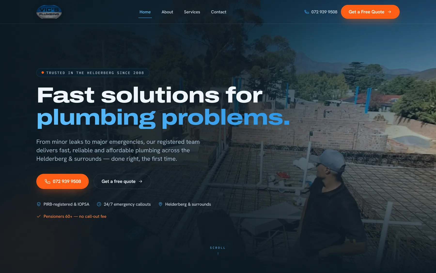The Vics Plumbing website